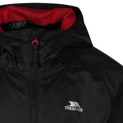 Black-Red - Side - Trespass Childrens-Kids Qikpac Packaway Jacket