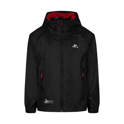 Black-Red - Front - Trespass Childrens-Kids Qikpac Packaway Jacket