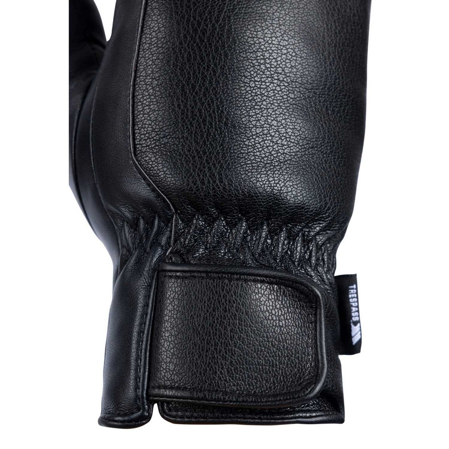 Black - Close up - Trespass Womens-Ladies Fabiola Sherpa Lined Logo Mittens