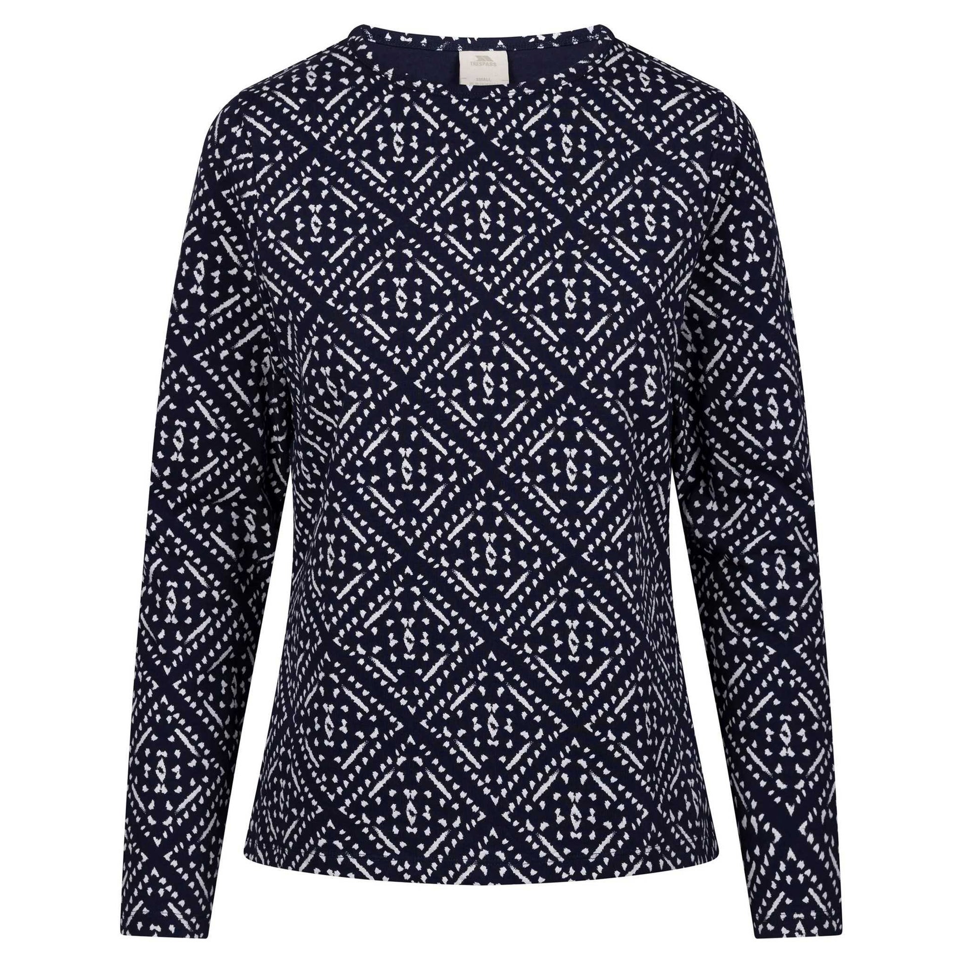 Navy - Front - Trespass Womens-Ladies Daniela Patterned Long-Sleeved Top