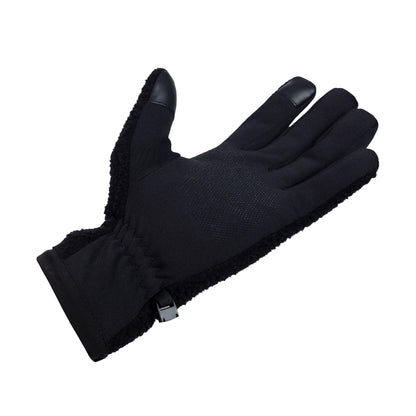 Black - Side - Trespass Unisex Adult Ainslee Sherpa Fleece Gloves