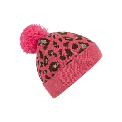 Pink Haze - Back - Trespass Girls Kaylani Leopard Print Knitted Beanie