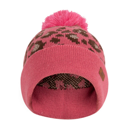 Pink Haze - Lifestyle - Trespass Girls Kaylani Leopard Print Knitted Beanie