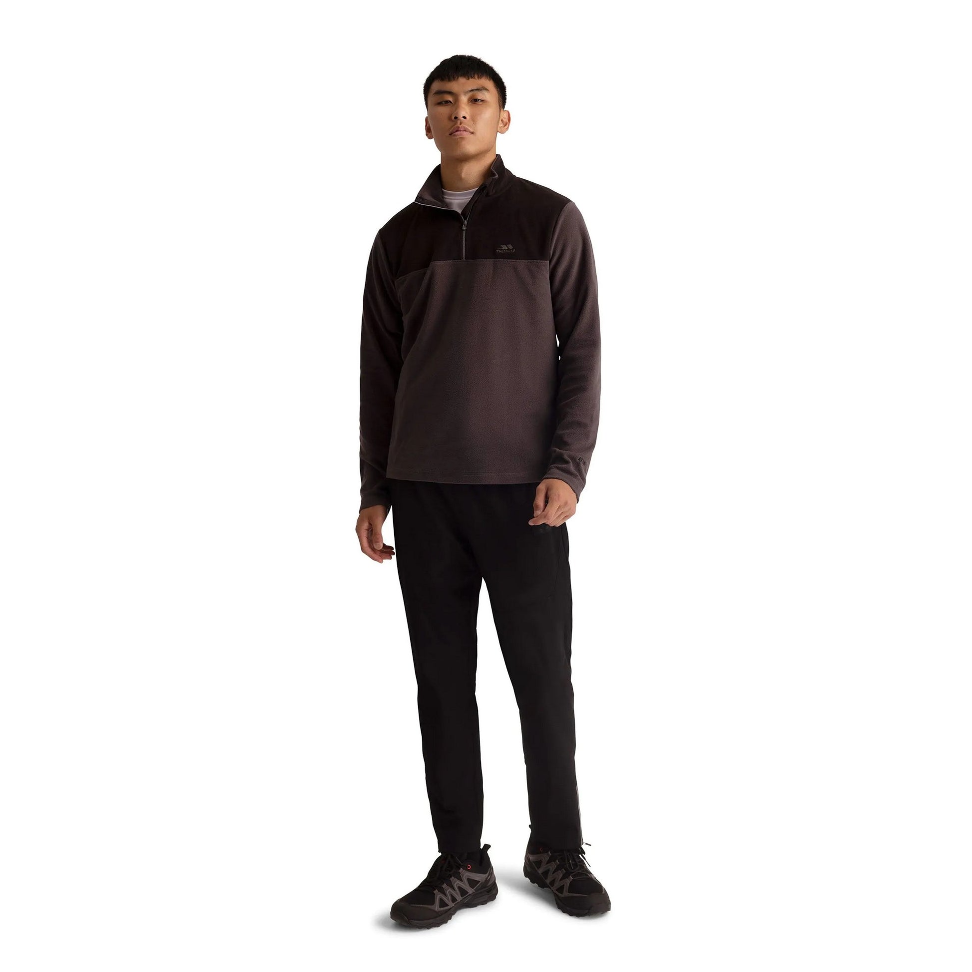 Dark Grey - Close up - Trespass Mens Curtiston AT100 Fleece Top