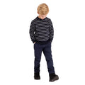 Navy - Pack Shot - Trespass Boys Broadleaf Contrast Striped Long-Sleeved Top