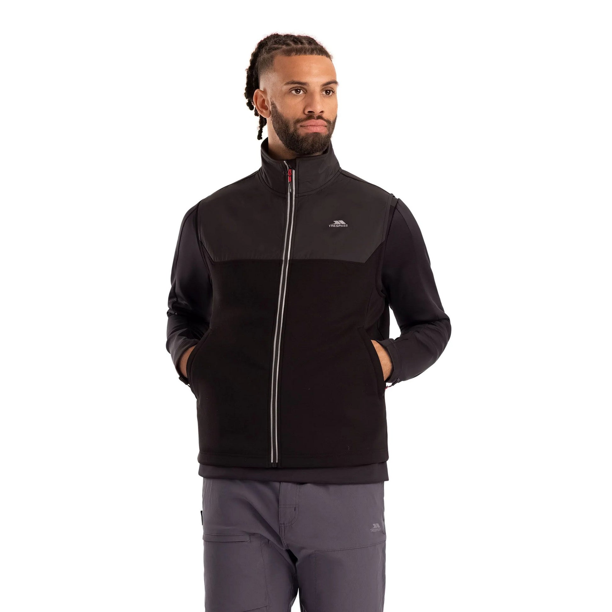 Black - Side - Trespass Mens Eboy Active Gilet