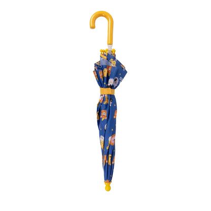 Blue-Yellow-Multicoloured - Lifestyle - Trespass Childrens-Kids Drizzle Animal Print Stick Umbrella