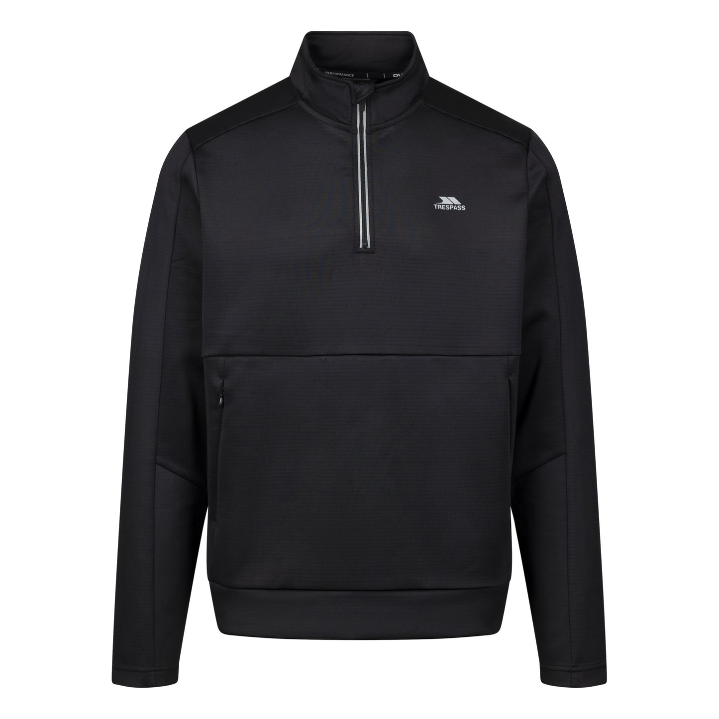 Black - Front - Trespass Mens Jay Quarter Zip Long-Sleeved Top