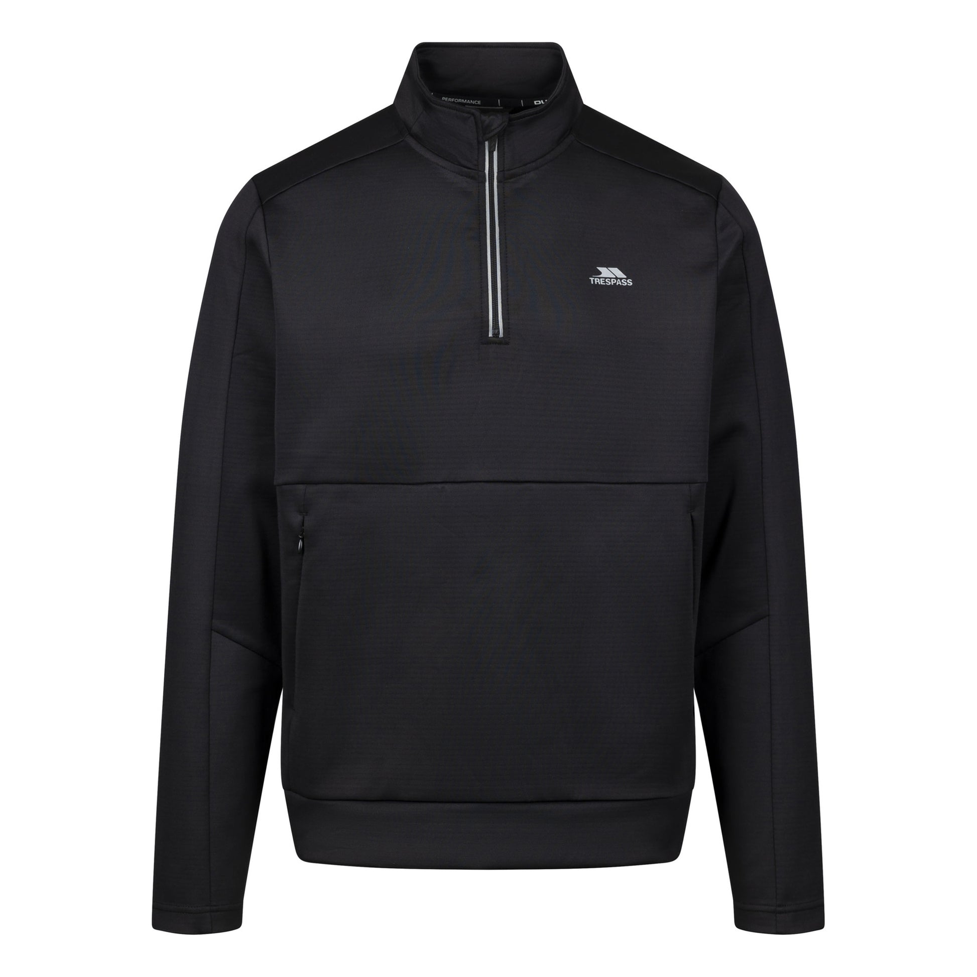 Black - Front - Trespass Mens Jay Quarter Zip Long-Sleeved Top