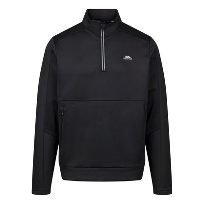Black - Front - Trespass Mens Jay Quarter Zip Long-Sleeved Top