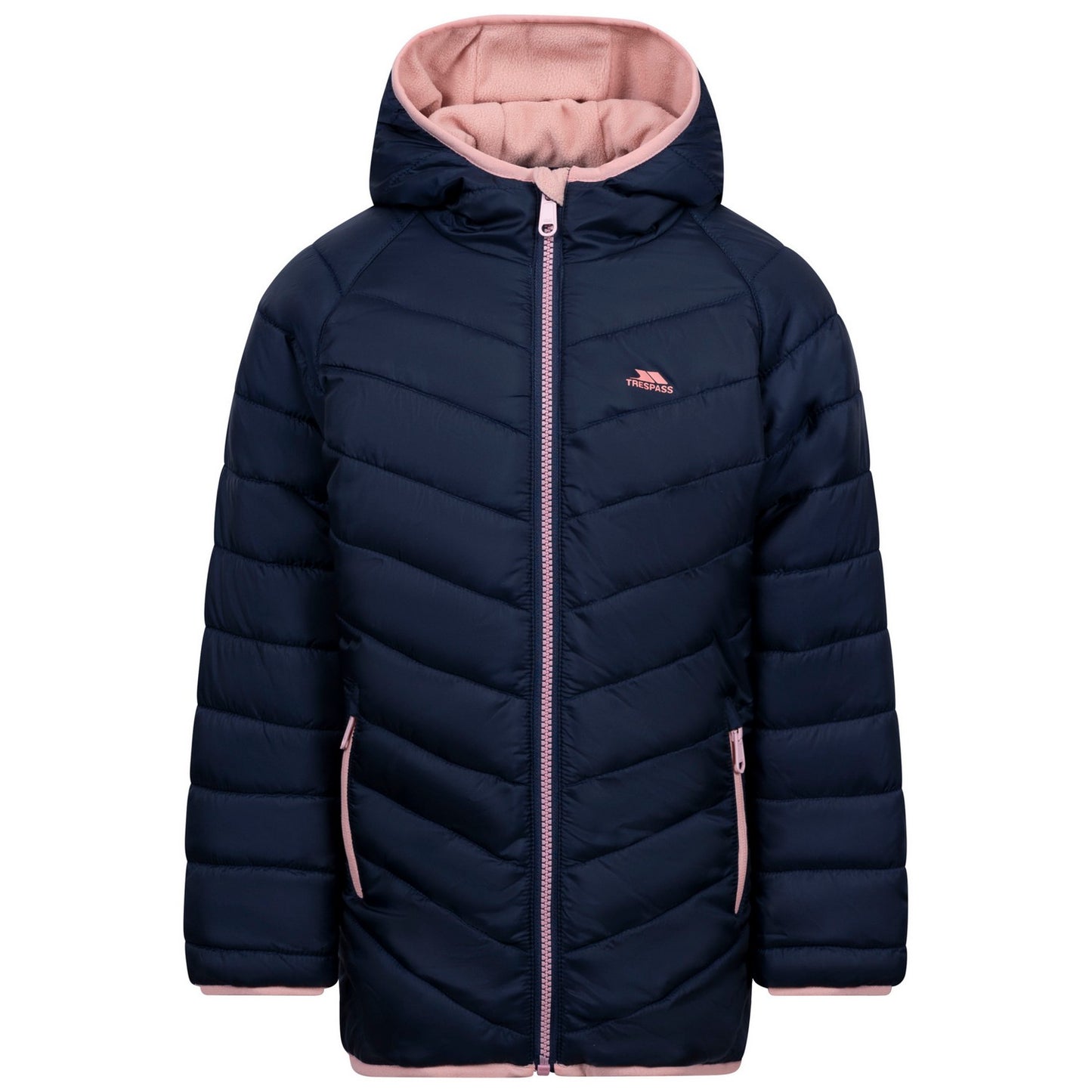 Navy - Front - Trespass Childrens-Kids Valard Quilted Jacket