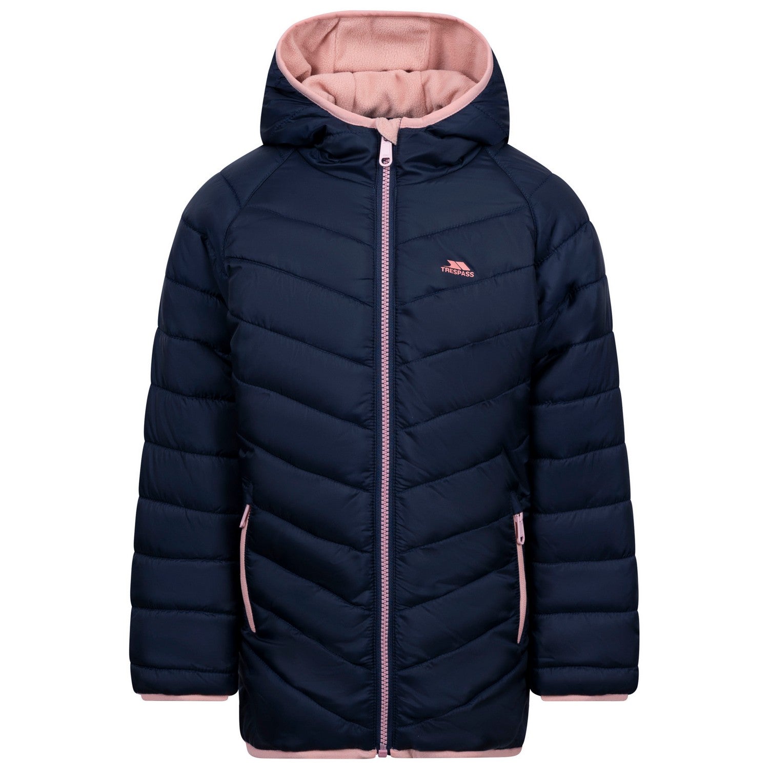 Navy - Front - Trespass Childrens-Kids Valard Quilted Jacket