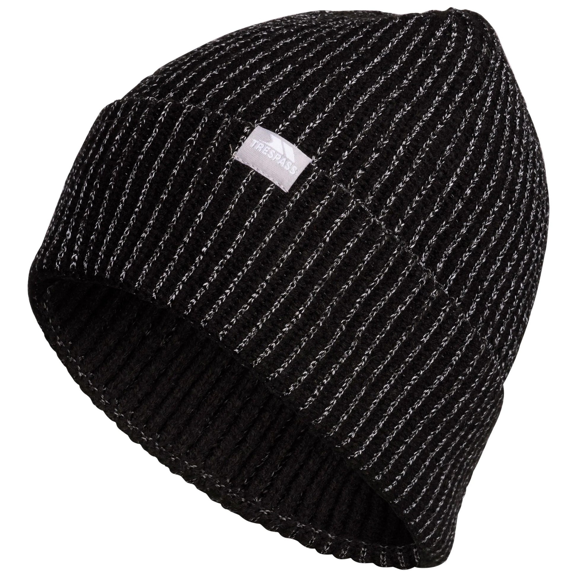Black - Front - Trespass Unisex Adult Leish Reflective Beanie
