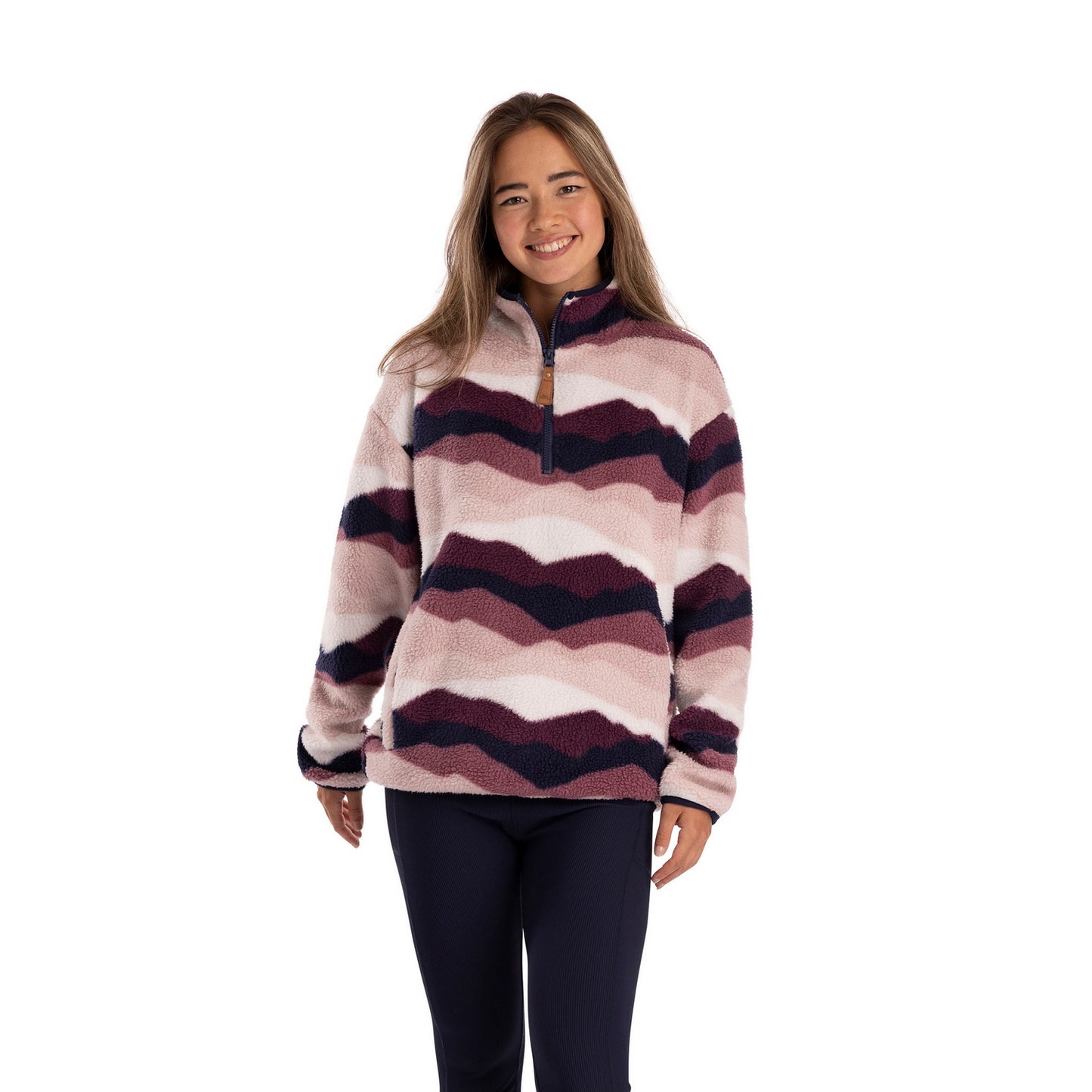 Pink-Purple-White - Side - Trespass Womens-Ladies Ovie Mountain AT200 Half Zip Fleece Top