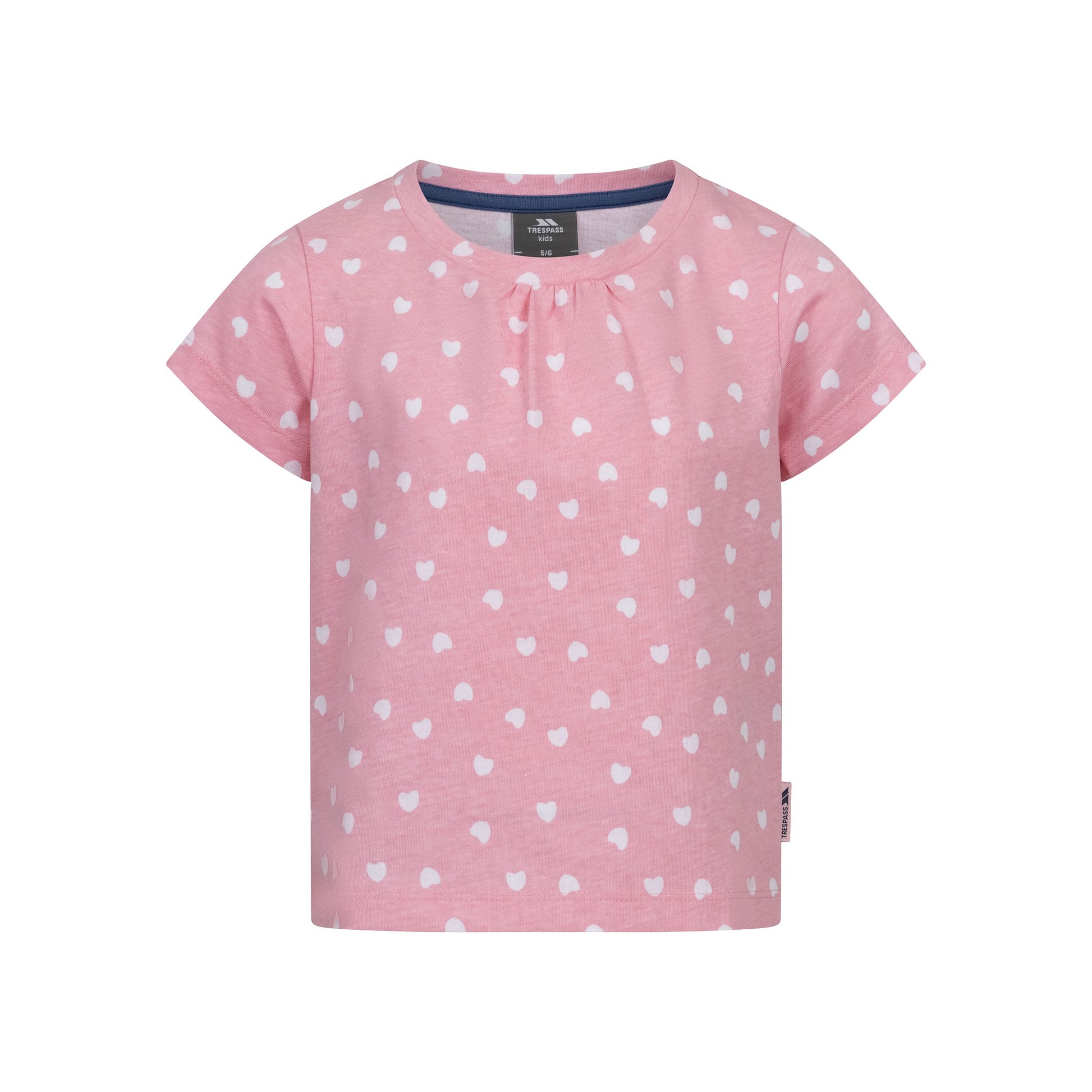 Baby Pink - Front - Trespass Girls Hira Hearts T-Shirt