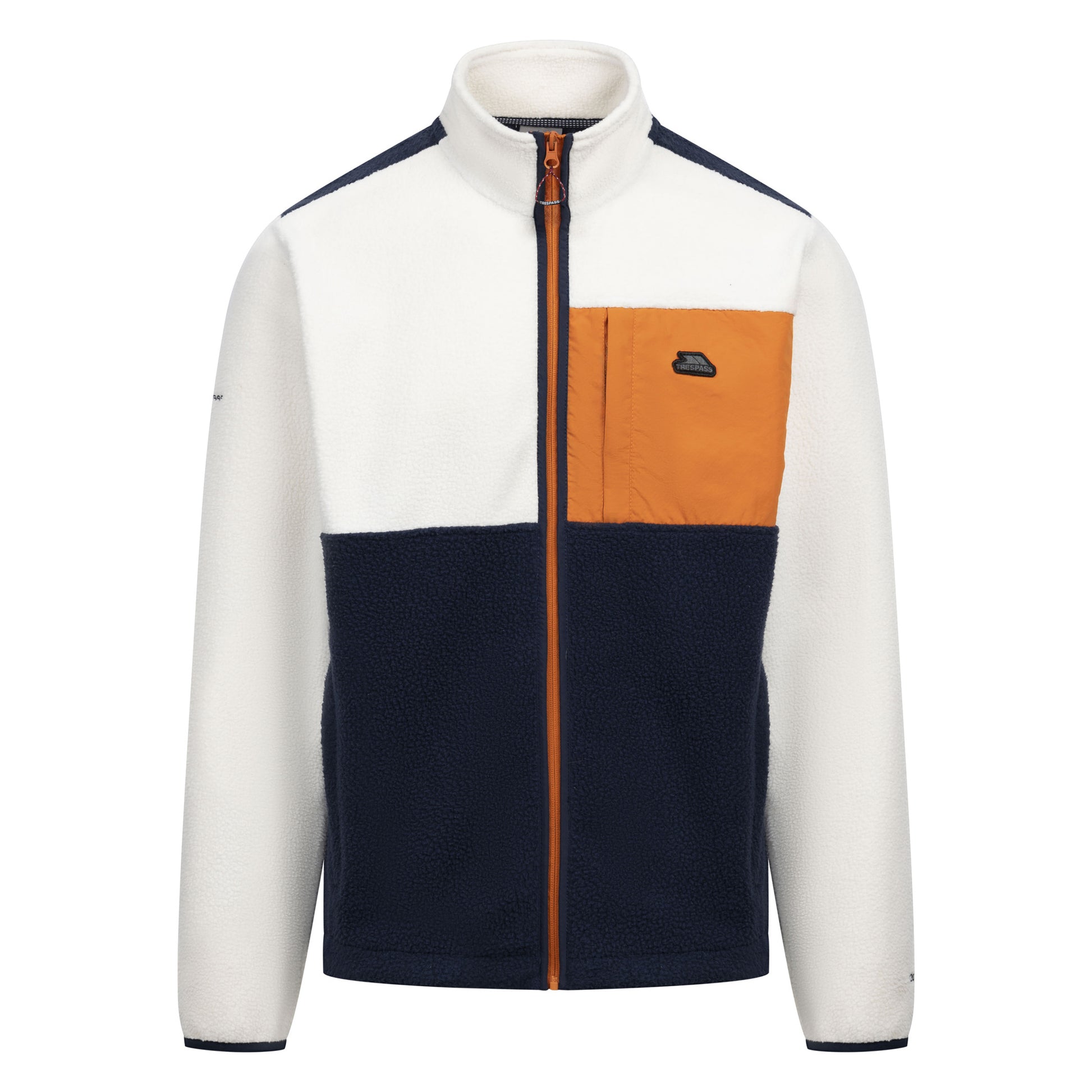 Off White-Navy-Orange - Front - Trespass Mens Hamish AT200 Fleece Jacket