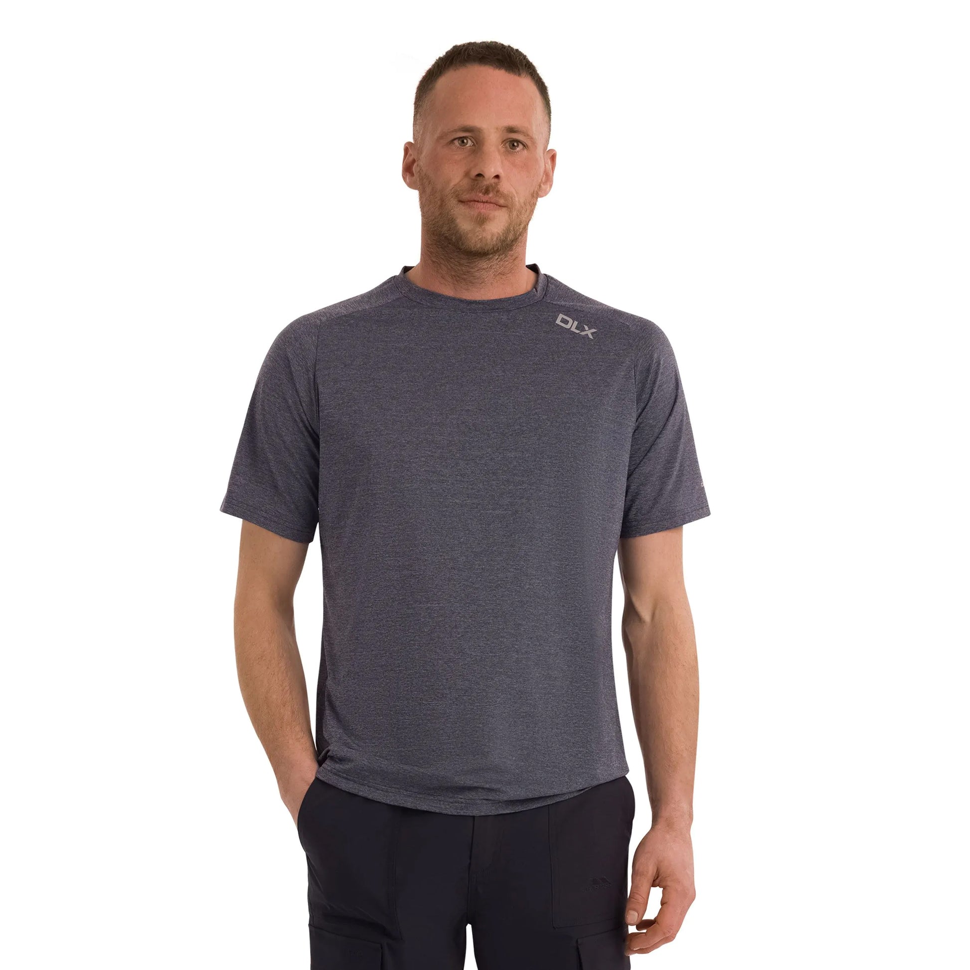 Navy Marl - Side - Trespass Mens Conall DLX T-Shirt