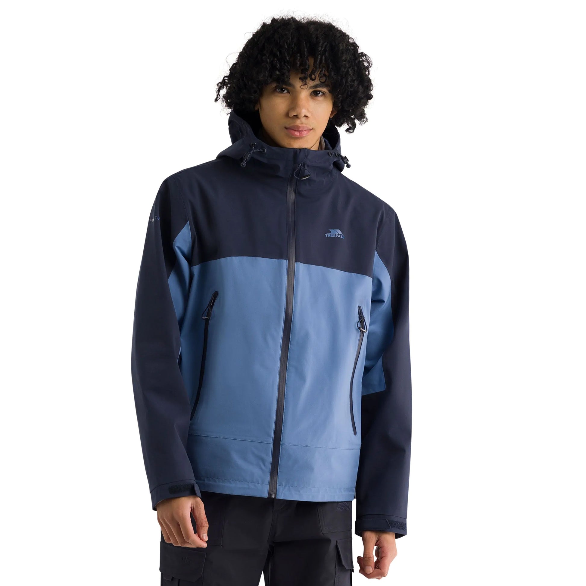 Navy - Side - Trespass Mens Ewen Waterproof Jacket