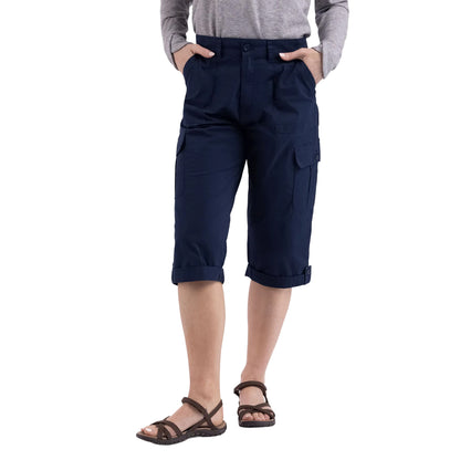 Navy - Side - Trespass Womens-Ladies Trina Casual Capri Trousers