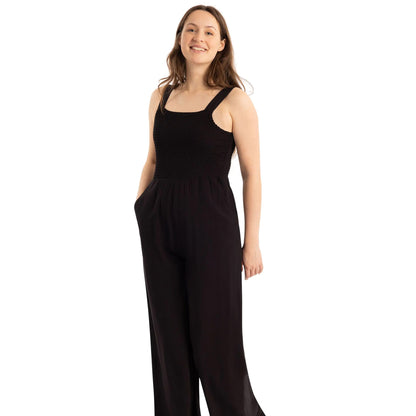 Black - Side - Trespass Womens-Ladies Cove Full Length Sleeveless Casual Jumpsuit