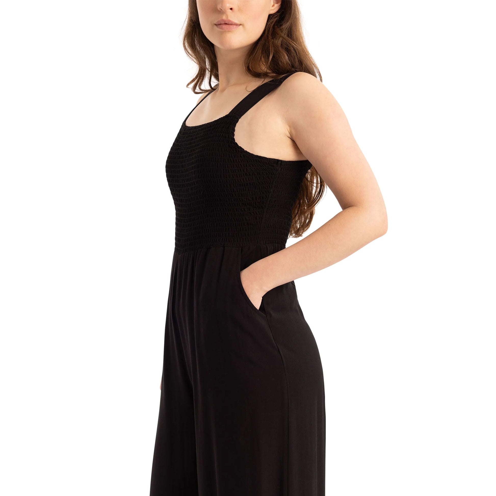 Black - Pack Shot - Trespass Womens-Ladies Cove Full Length Sleeveless Casual Jumpsuit