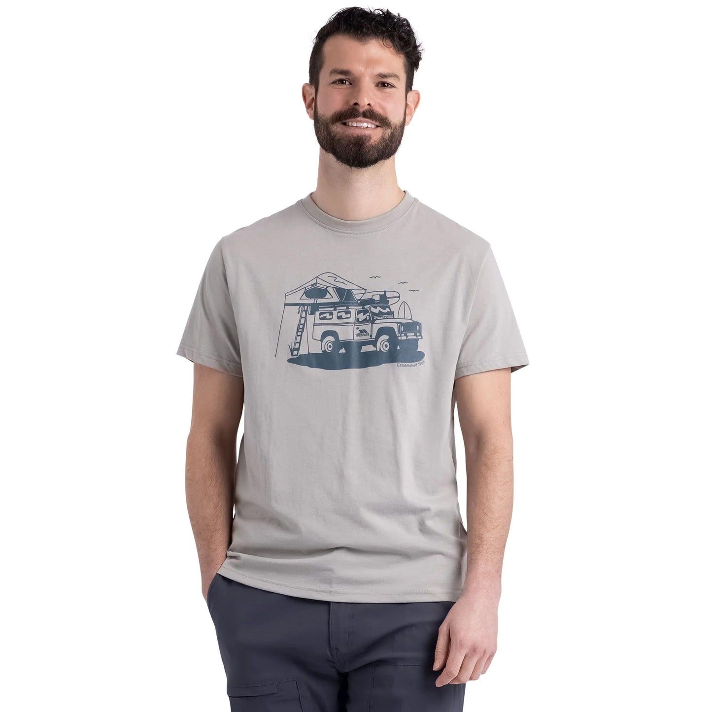 Stone Grey - Side - Trespass Mens Wonderer Casual T-Shirt