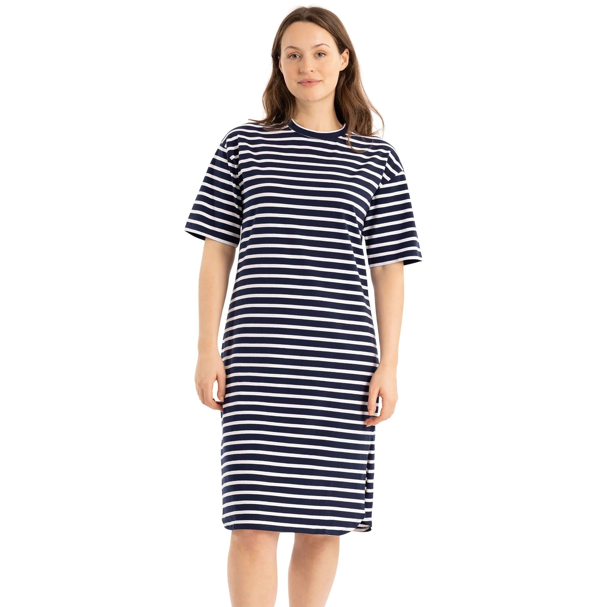 Navy-White - Pack Shot - Trespass Womens-Ladies Elayna T-Shirt Dress