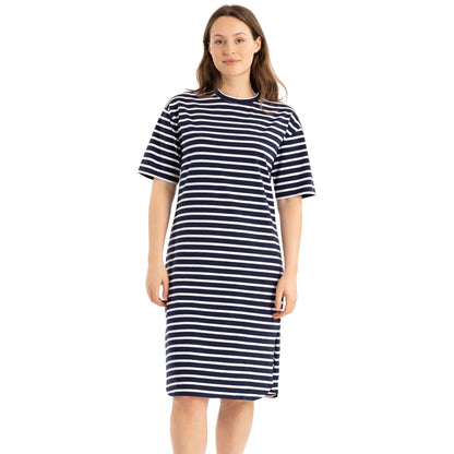 Navy-White - Pack Shot - Trespass Womens-Ladies Elayna T-Shirt Dress