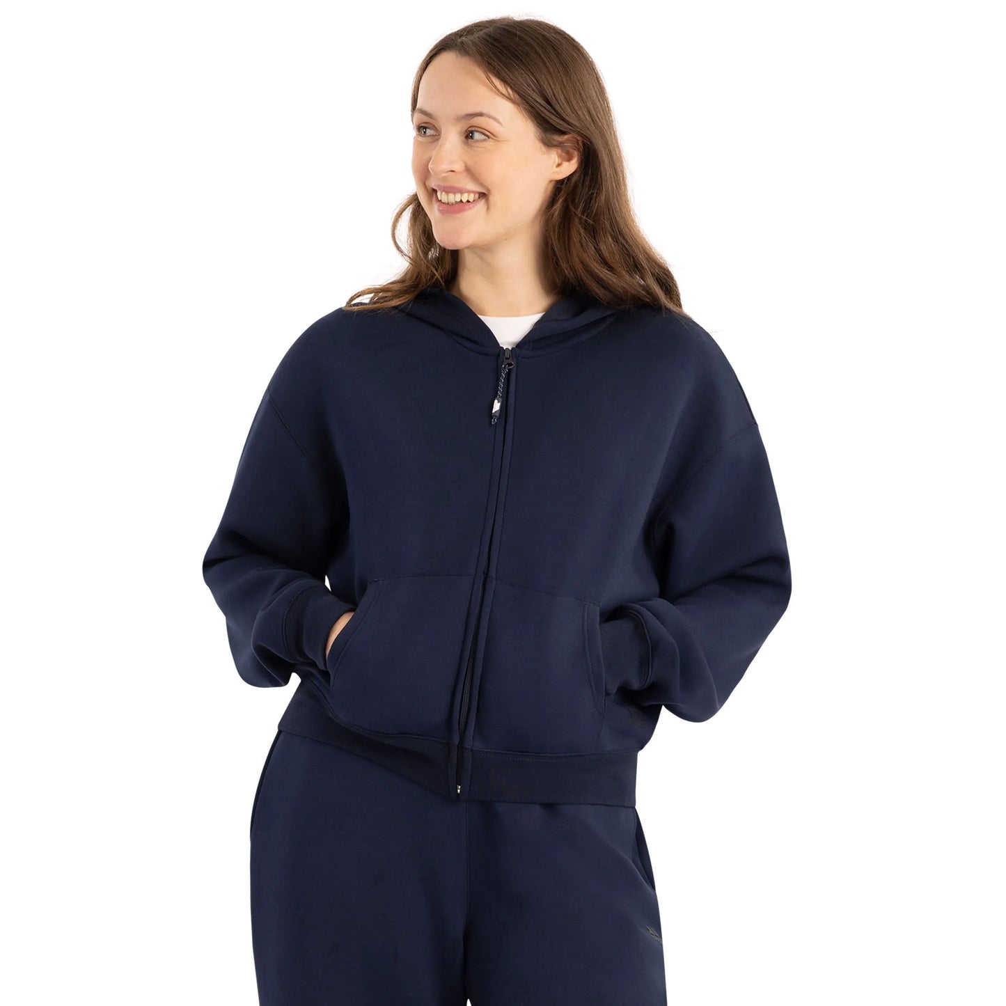 Navy - Side - Trespass Womens-Ladies Sileas Active Full Zip Hoodie