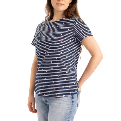 Navy - Pack Shot - Trespass Womens-Ladies Myla Printed Top