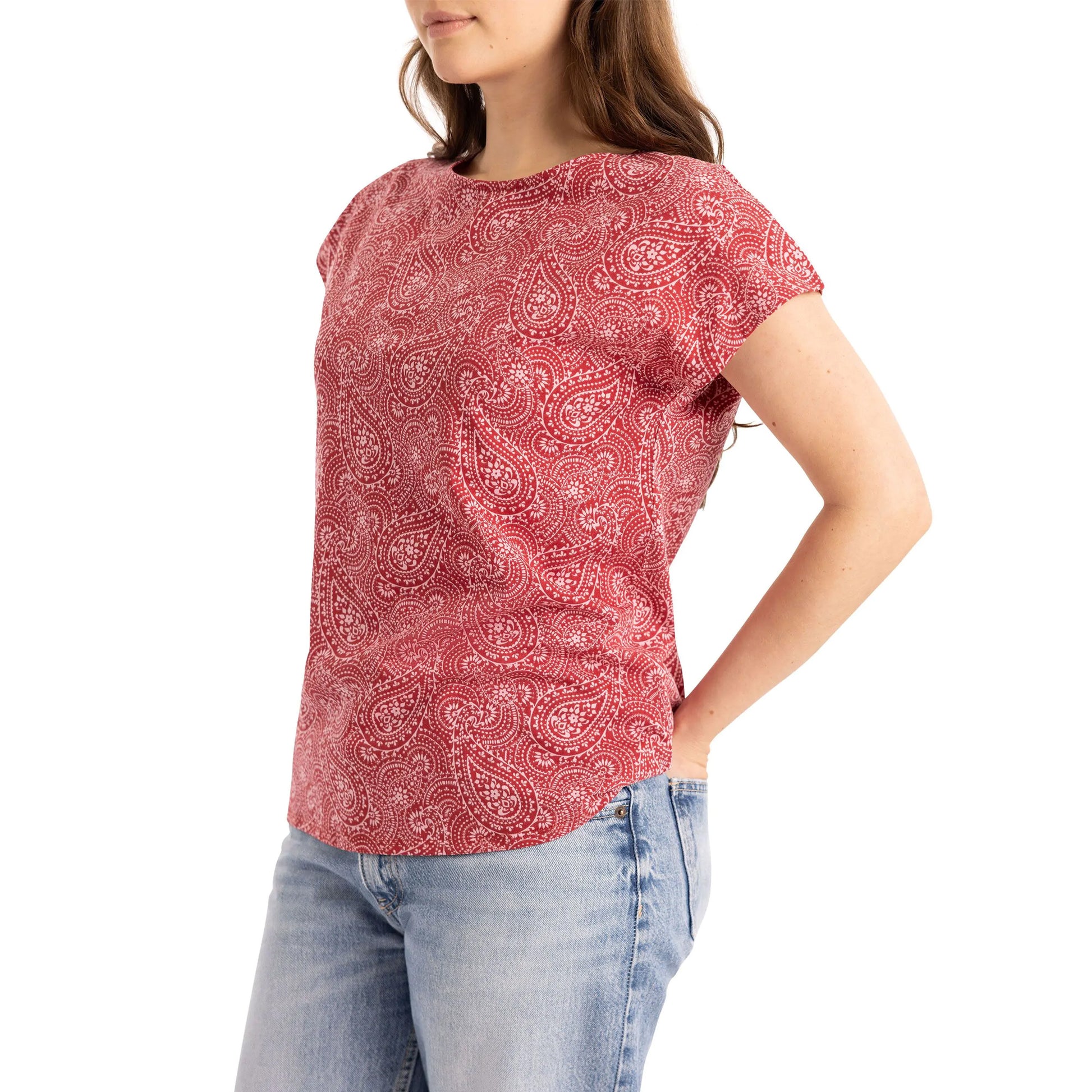 Claret - Pack Shot - Trespass Womens-Ladies Lucia Printed Top