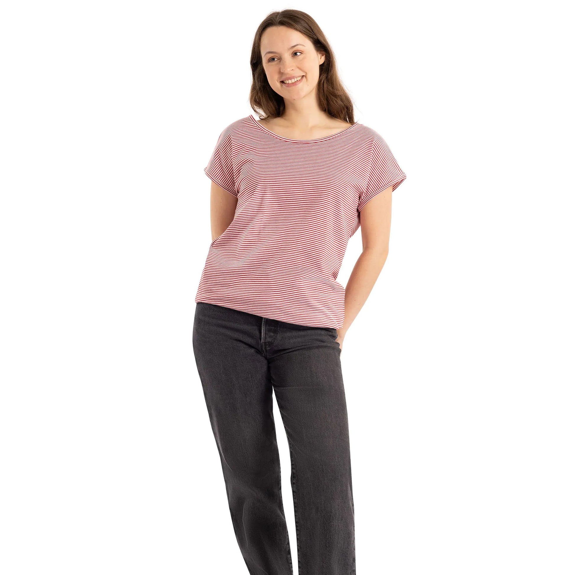 Claret - Pack Shot - Trespass Womens-Ladies Mirela Striped Top