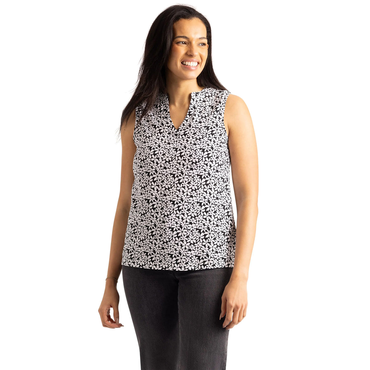 Black - Side - Trespass Womens-Ladies Kaylyn Printed Vest Top