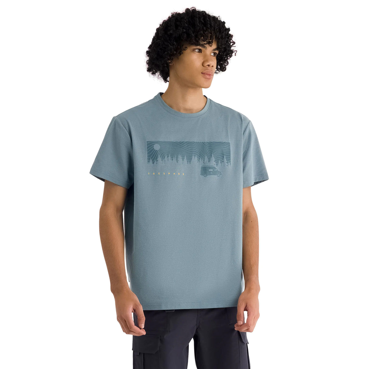Pond Blue - Side - Trespass Mens Jacub Short-Sleeved Casual T-Shirt