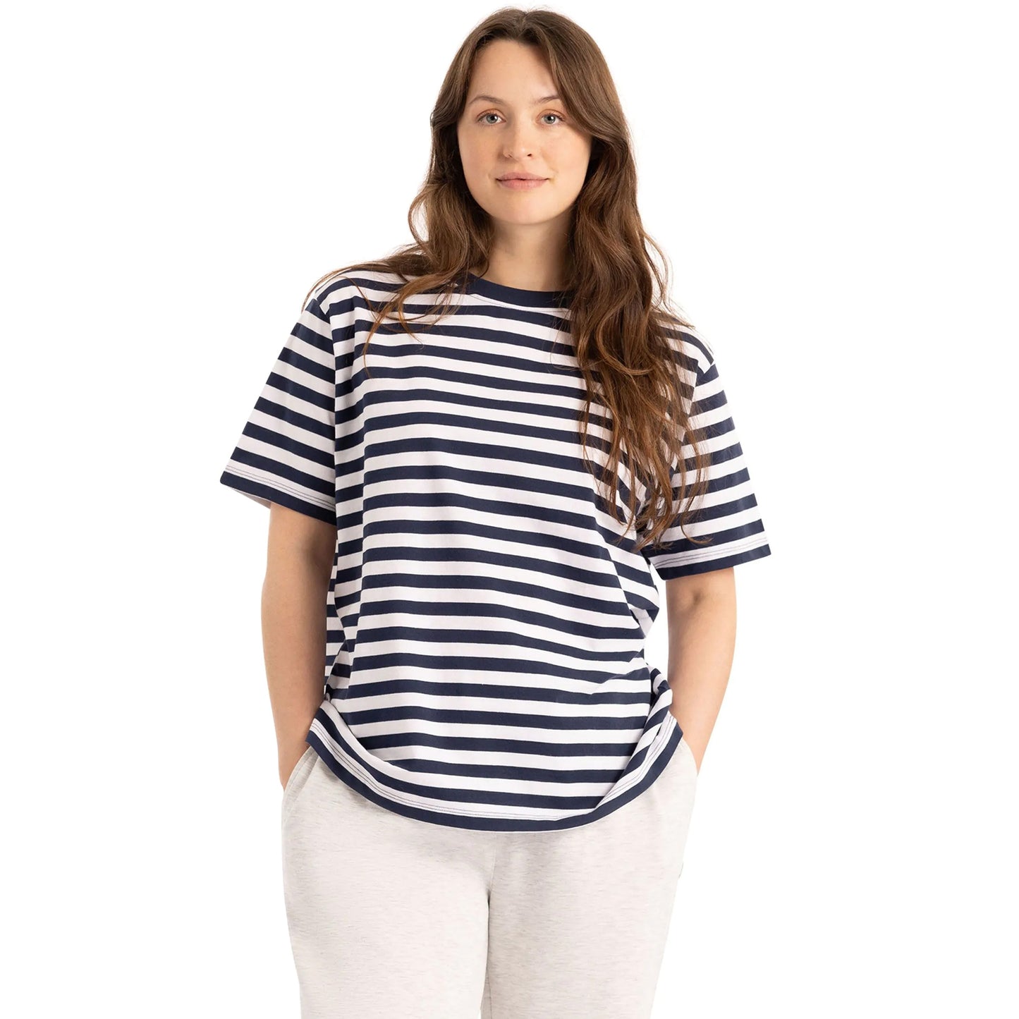 Navy - Side - Trespass Womens-Ladies Jemima Striped Casual T-Shirt