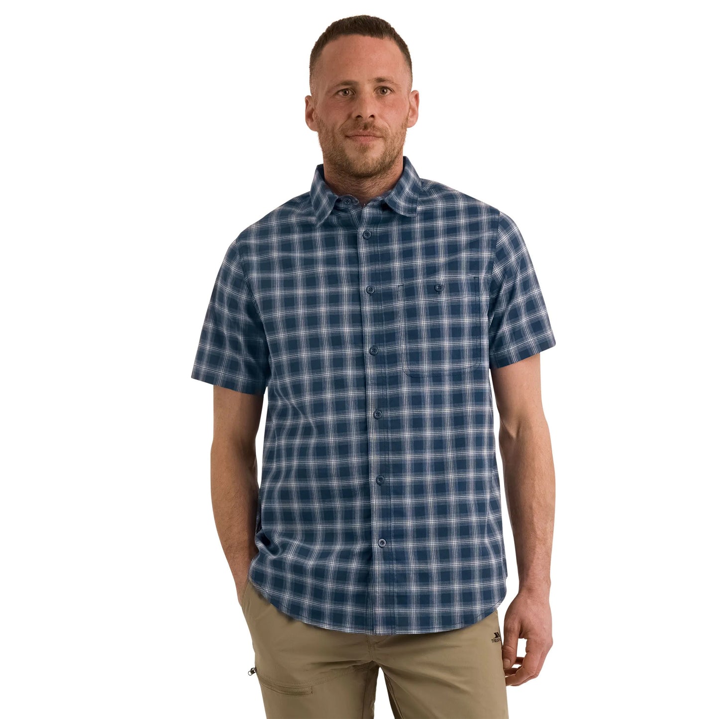 Navy - Side - Trespass Mens Barry Short-Sleeved Shirt