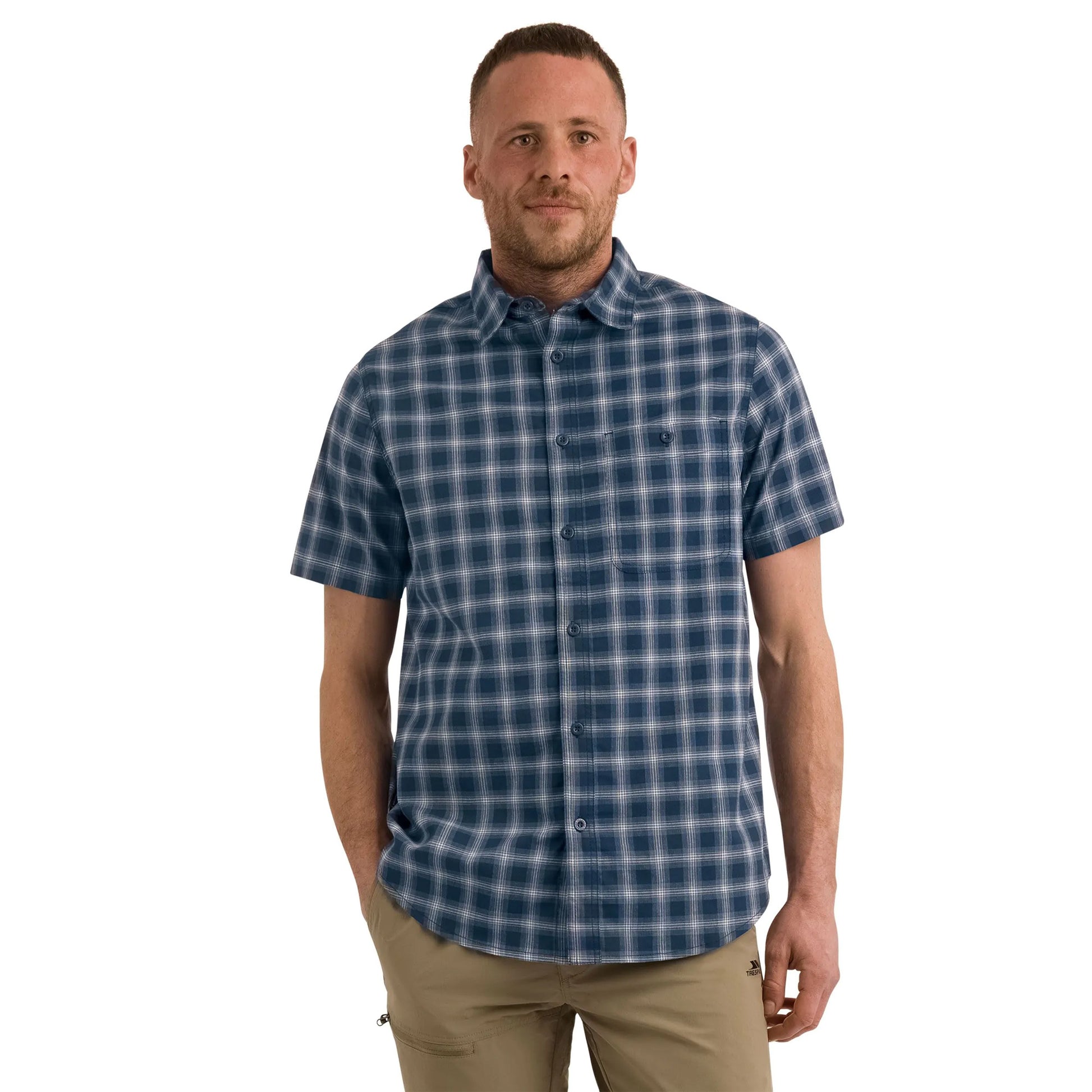 Navy - Side - Trespass Mens Barry Short-Sleeved Shirt