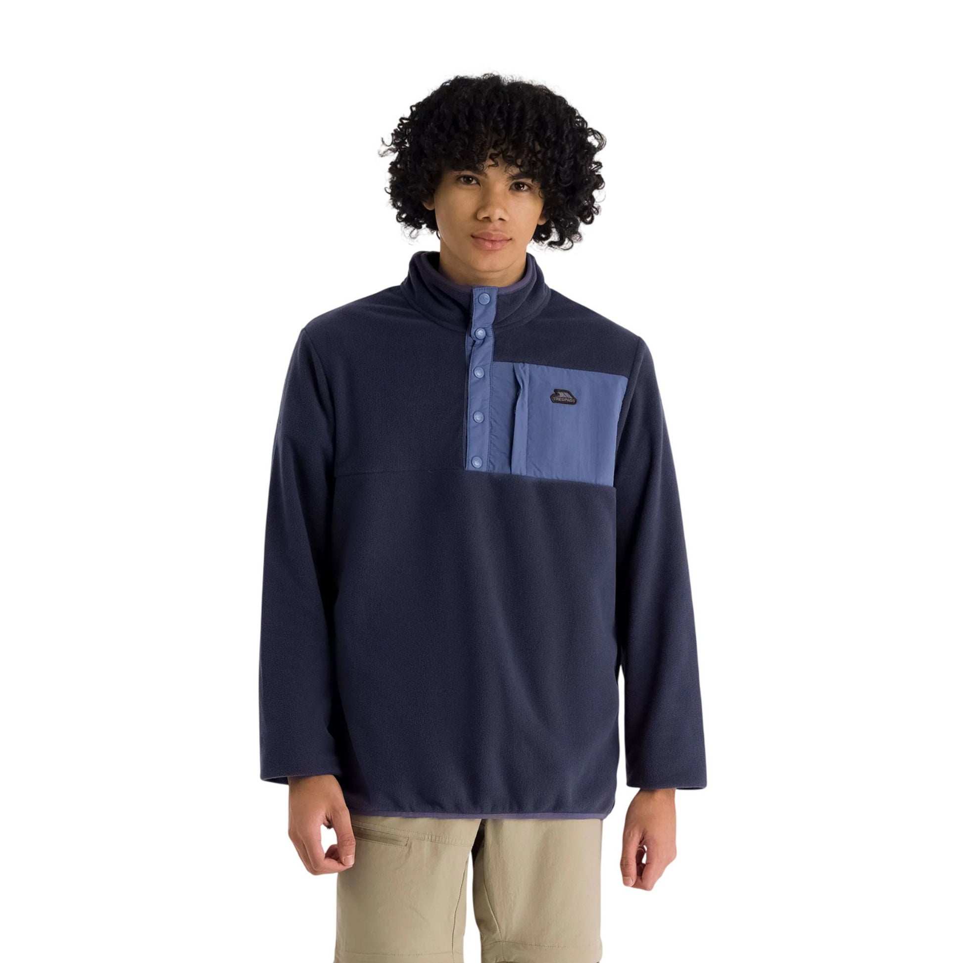 Navy - Side - Trespass Mens Hosta Anti-Pilling Fleece Top