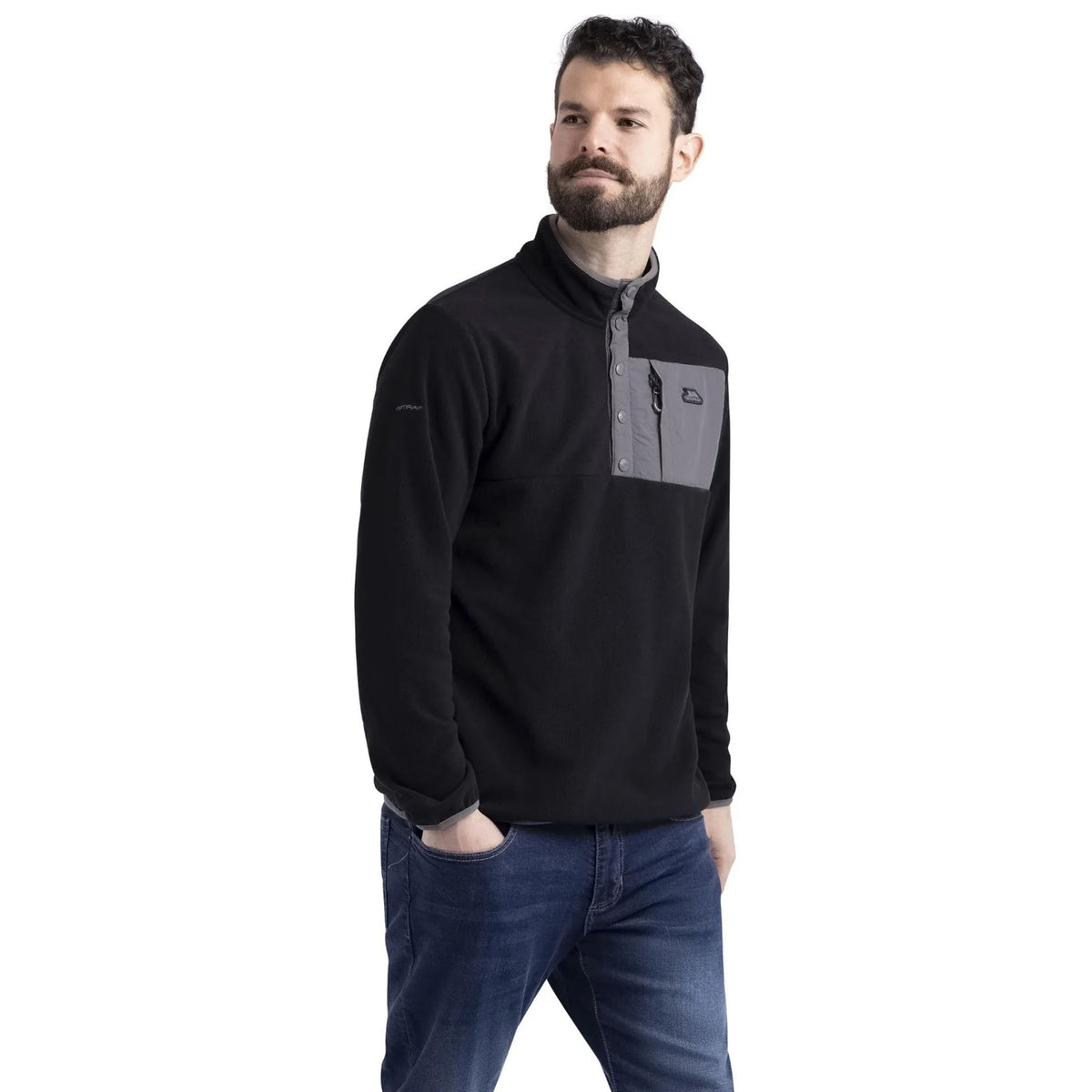 Black - Side - Trespass Mens Hosta Anti-Pilling Fleece Top