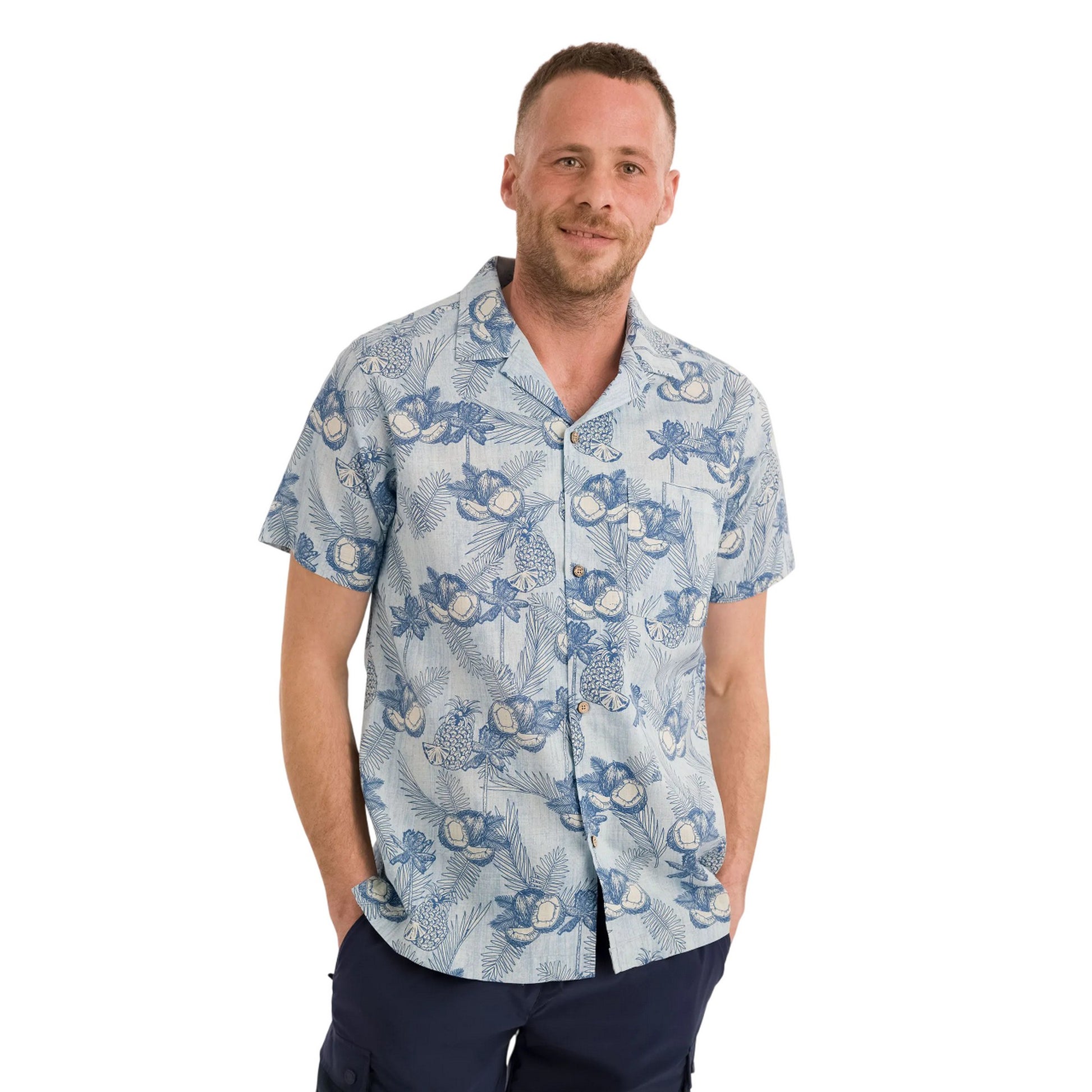 Blue Haze - Side - Trespass Mens Hart Printed Casual Shirt