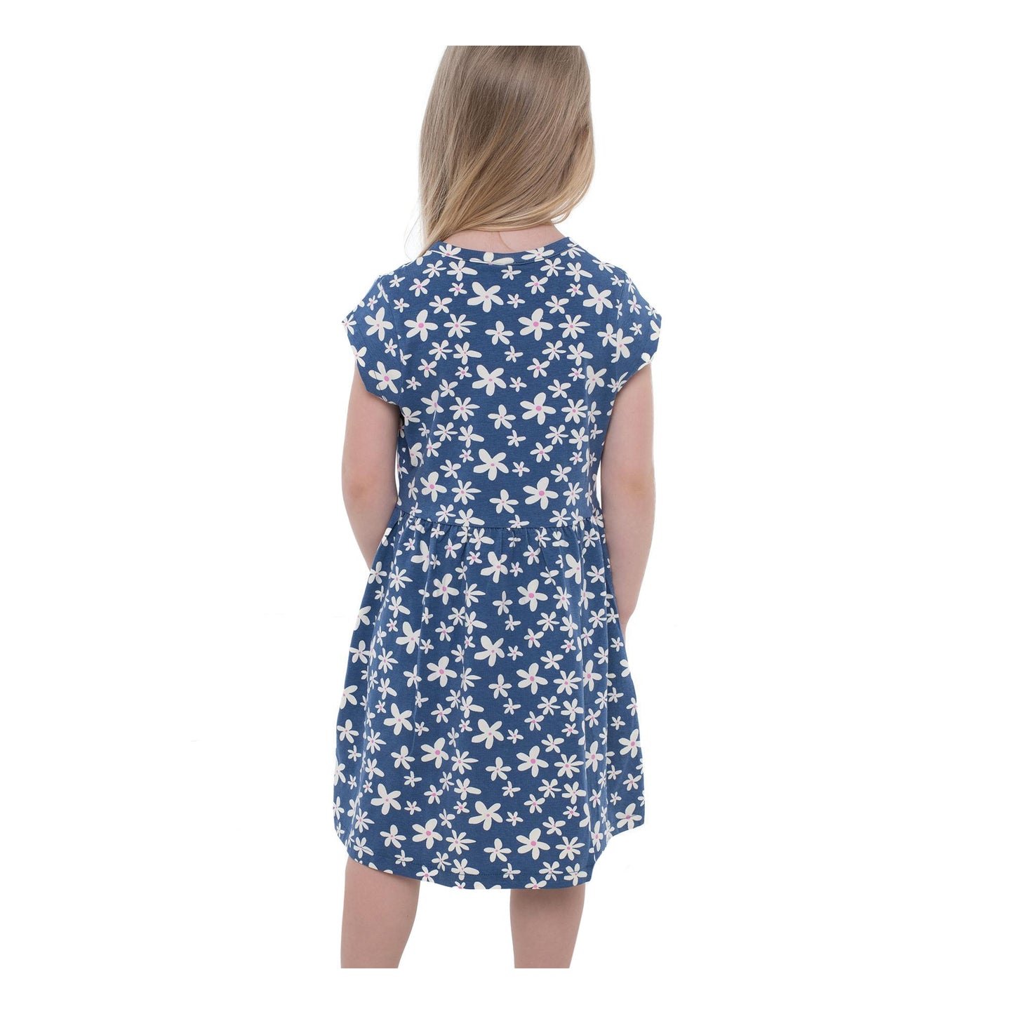 Blue - Pack Shot - Trespass Girls Happiness Heart Short-Sleeved Dress