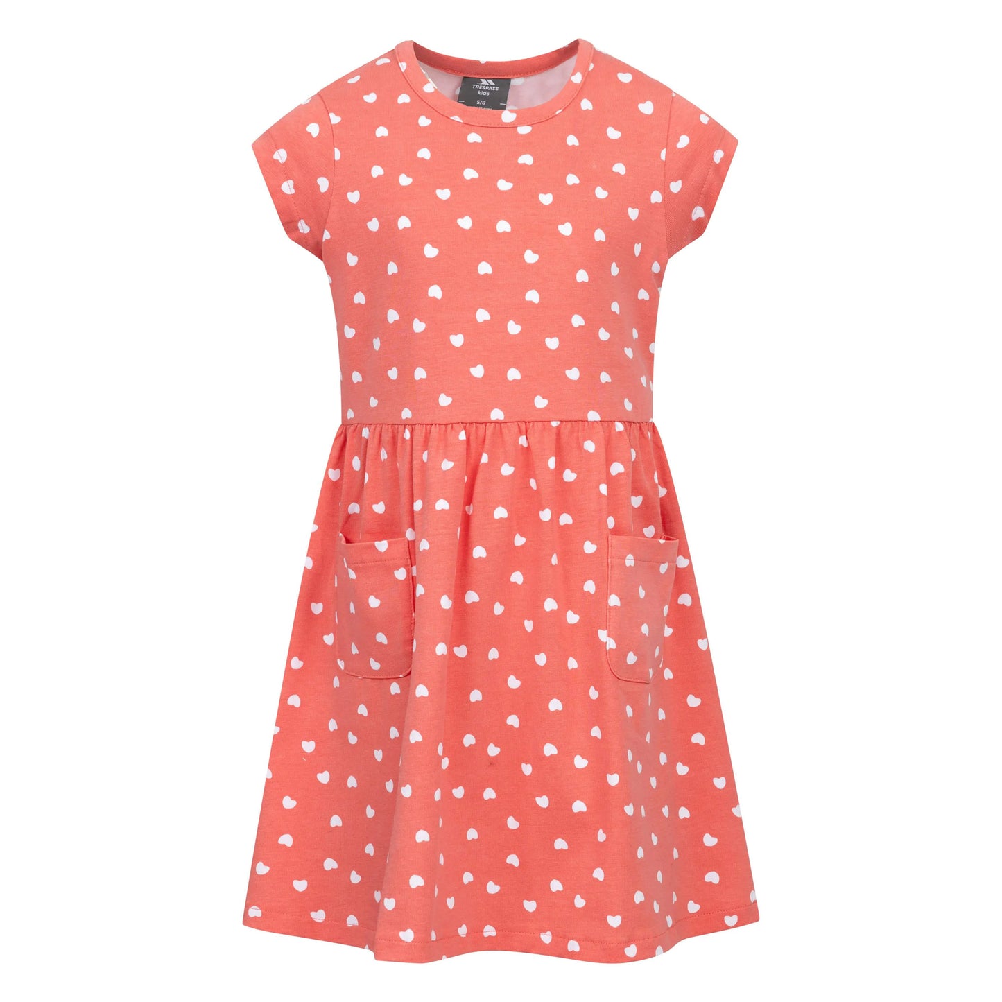 Soft Orange - Front - Trespass Girls Happiness Heart Short-Sleeved Dress