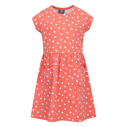 Soft Orange - Front - Trespass Girls Happiness Heart Short-Sleeved Dress