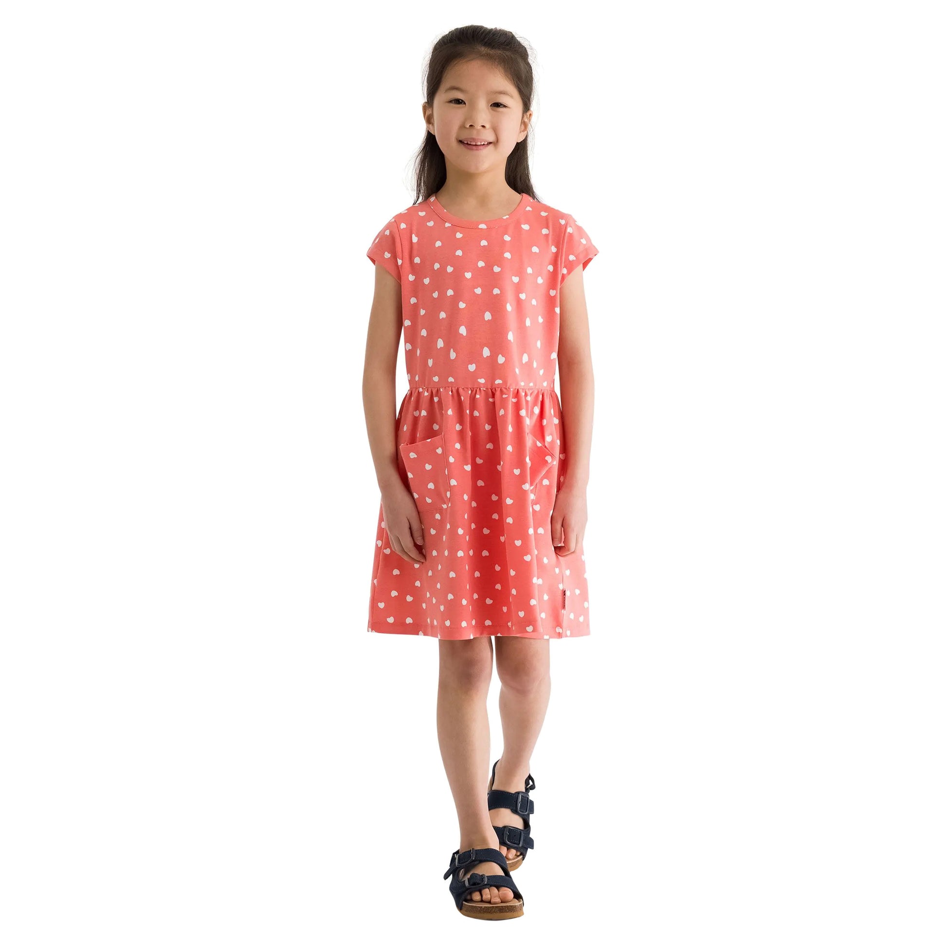Soft Orange - Side - Trespass Girls Happiness Heart Short-Sleeved Dress