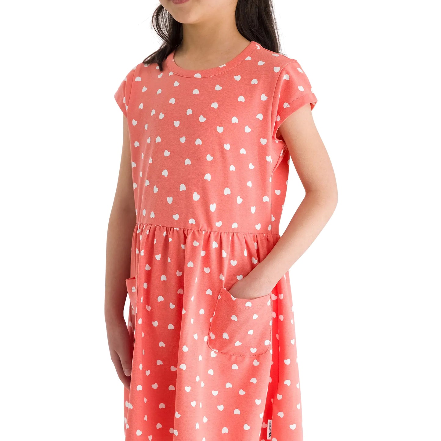 Soft Orange - Pack Shot - Trespass Girls Happiness Heart Short-Sleeved Dress