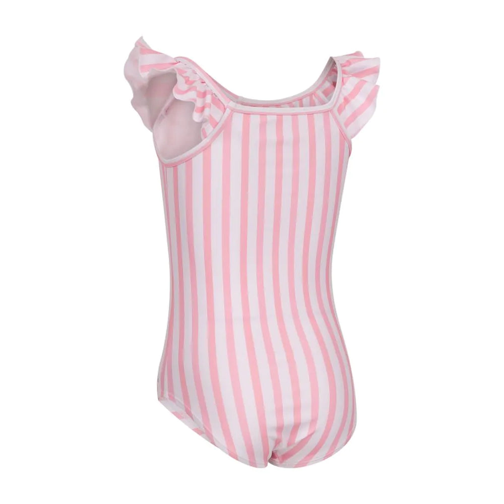 Baby Pink - Back - Trespass Girls Silia Stripe One Piece Swimsuit