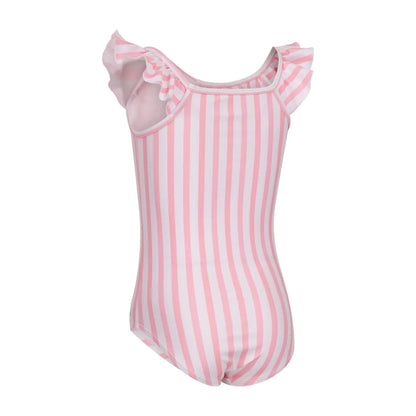 Baby Pink - Back - Trespass Girls Silia Stripe One Piece Swimsuit