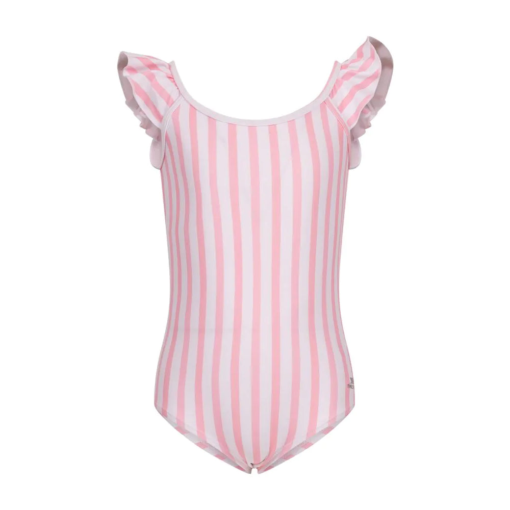 Baby Pink - Front - Trespass Girls Silia Stripe One Piece Swimsuit
