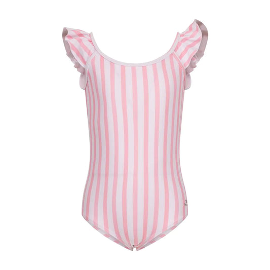 Baby Pink - Front - Trespass Girls Silia Stripe One Piece Swimsuit