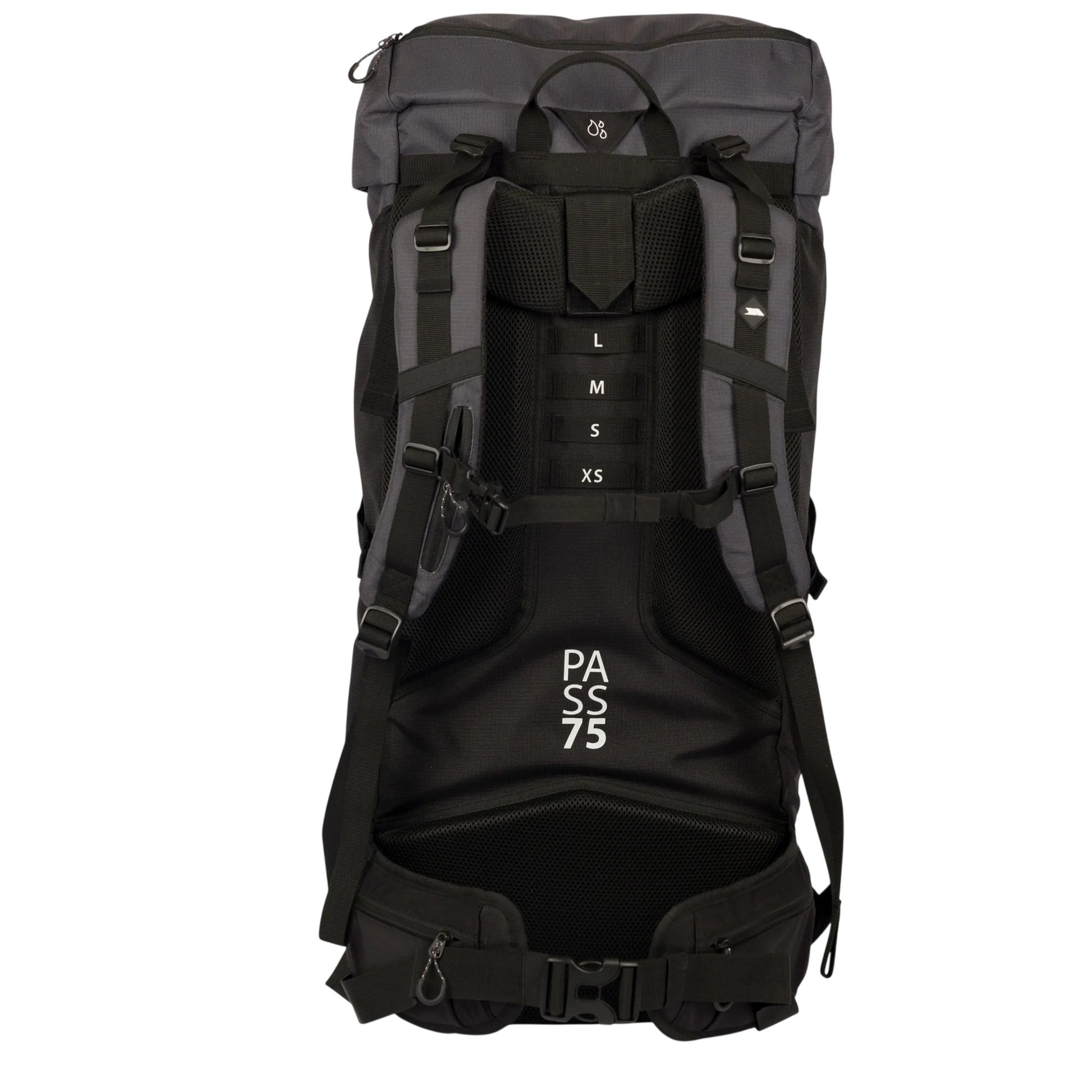 Black-Dark Grey - Back - Trespass Pass 75L Hiking Backpack